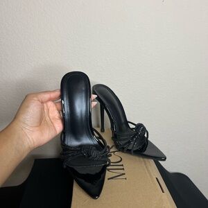 Micas Black Strappy Heels